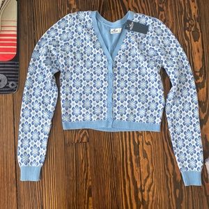 Blue Flowered Hollister Cardigan